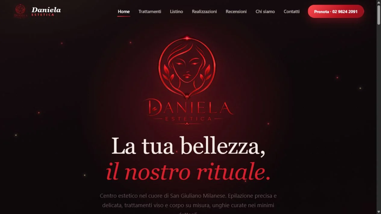 Homepage reale del sito Daniela Estetica